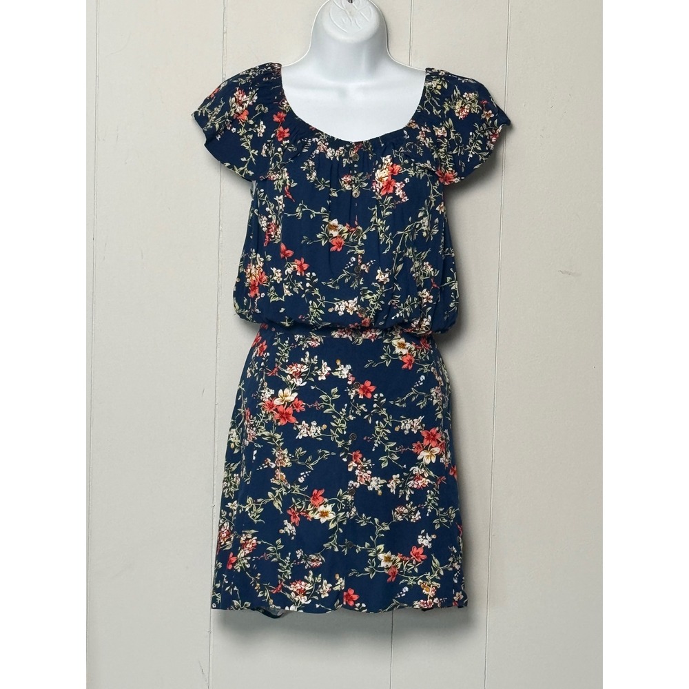 NWT Xhilaration Navy Blue Floral 2 Piece Set Crop Top Mini Skirt Size XL